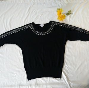 Carolyn Taylor black sweater with beads. L